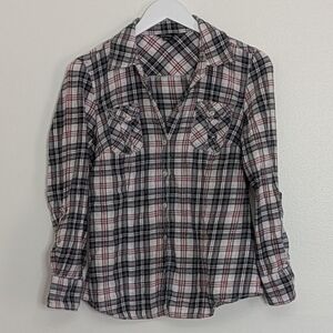 Guess Blouse Medium Plaid Button Down Long Sleeve Casual